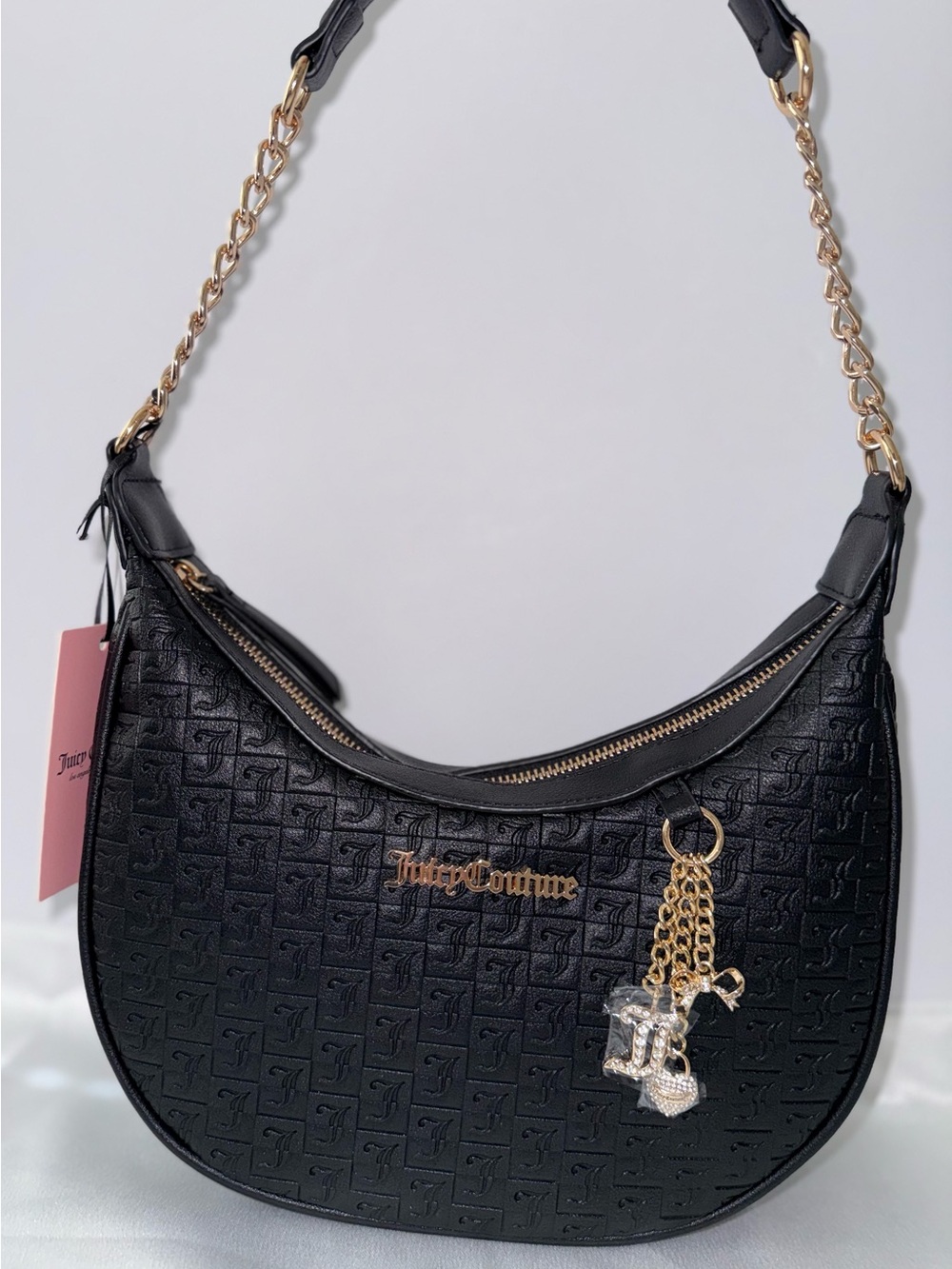 Juicy Couture Black Shoulder Bag Purse Gold Chain NWT